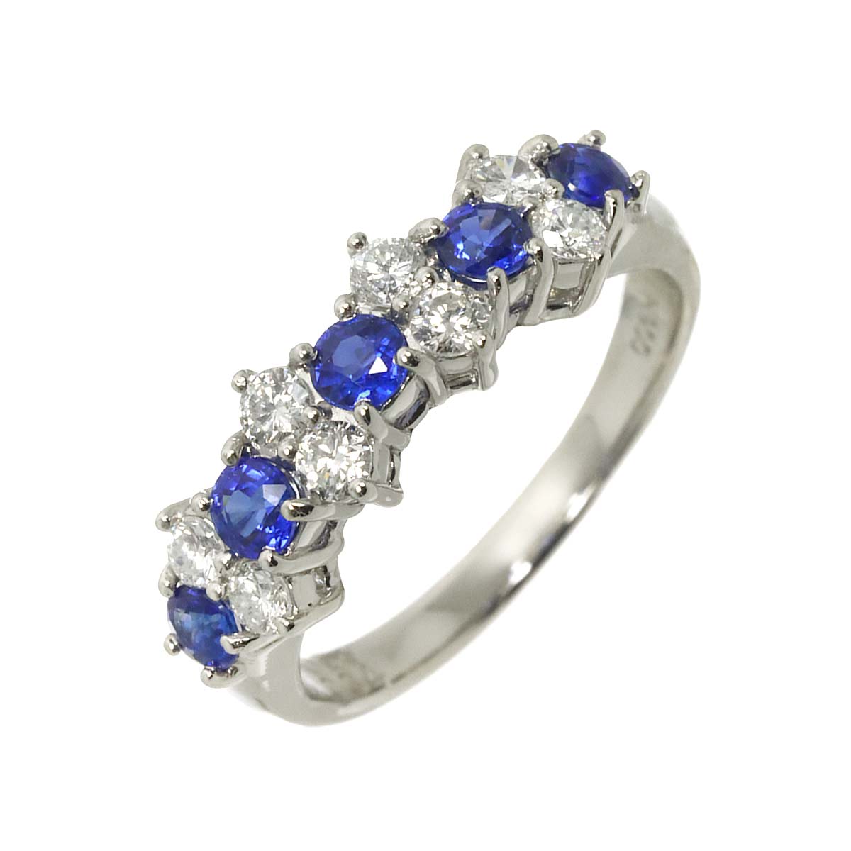 Sapphire 0.58ct Diamond 0.34ct Ring Pt Platinum size4.5(US)