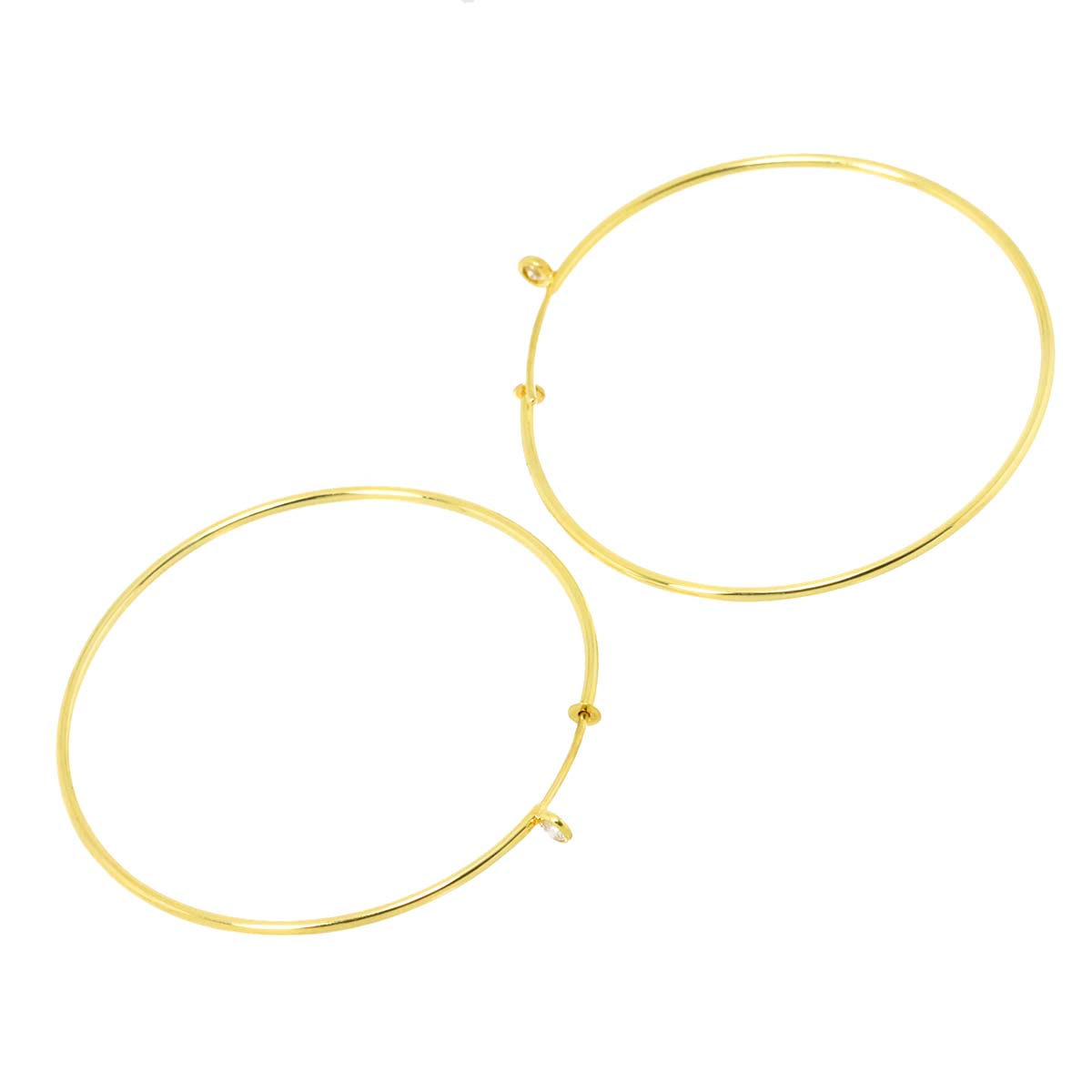 Hoop Diamond Earring Pierced 18K YG 750