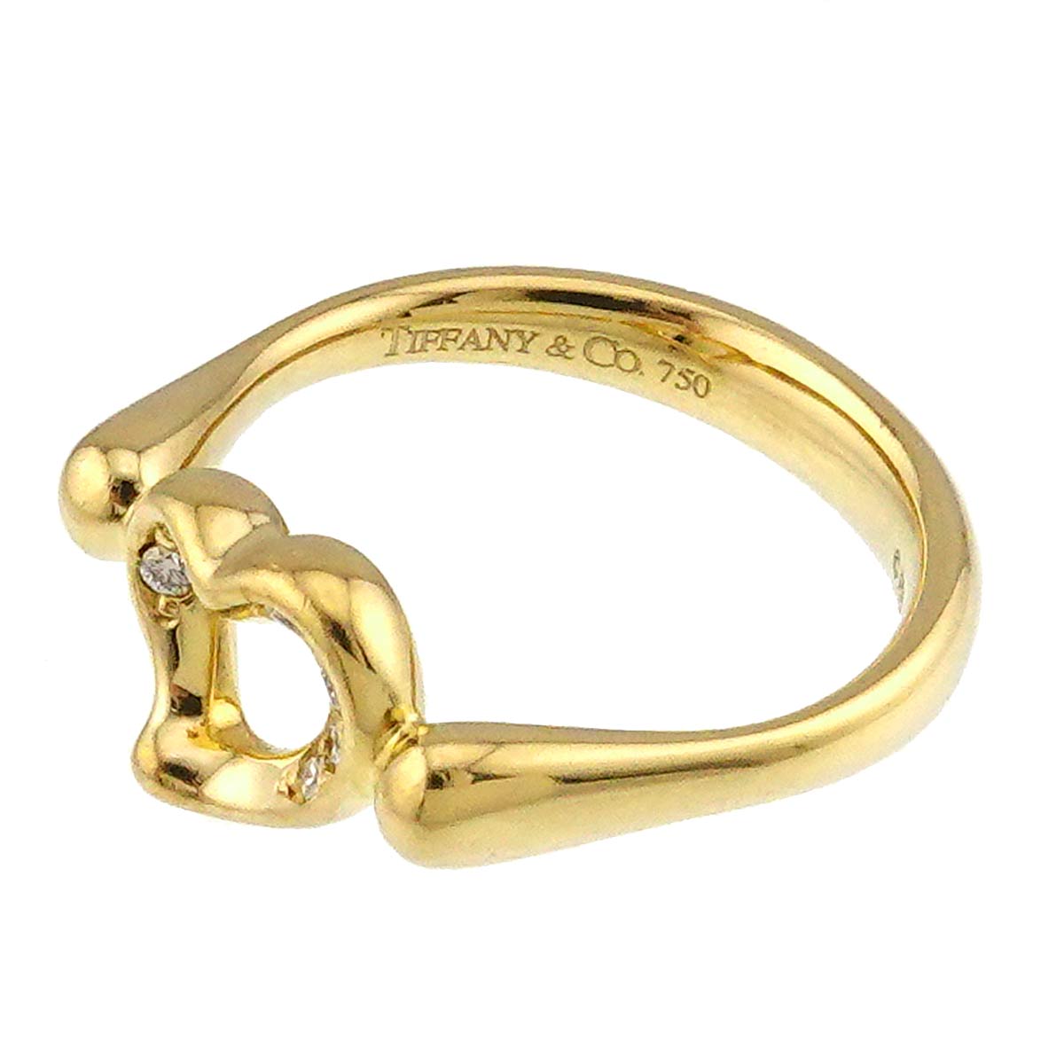 Open Heart Diamond Ring 18K YG 750 Size4.75-5(US)