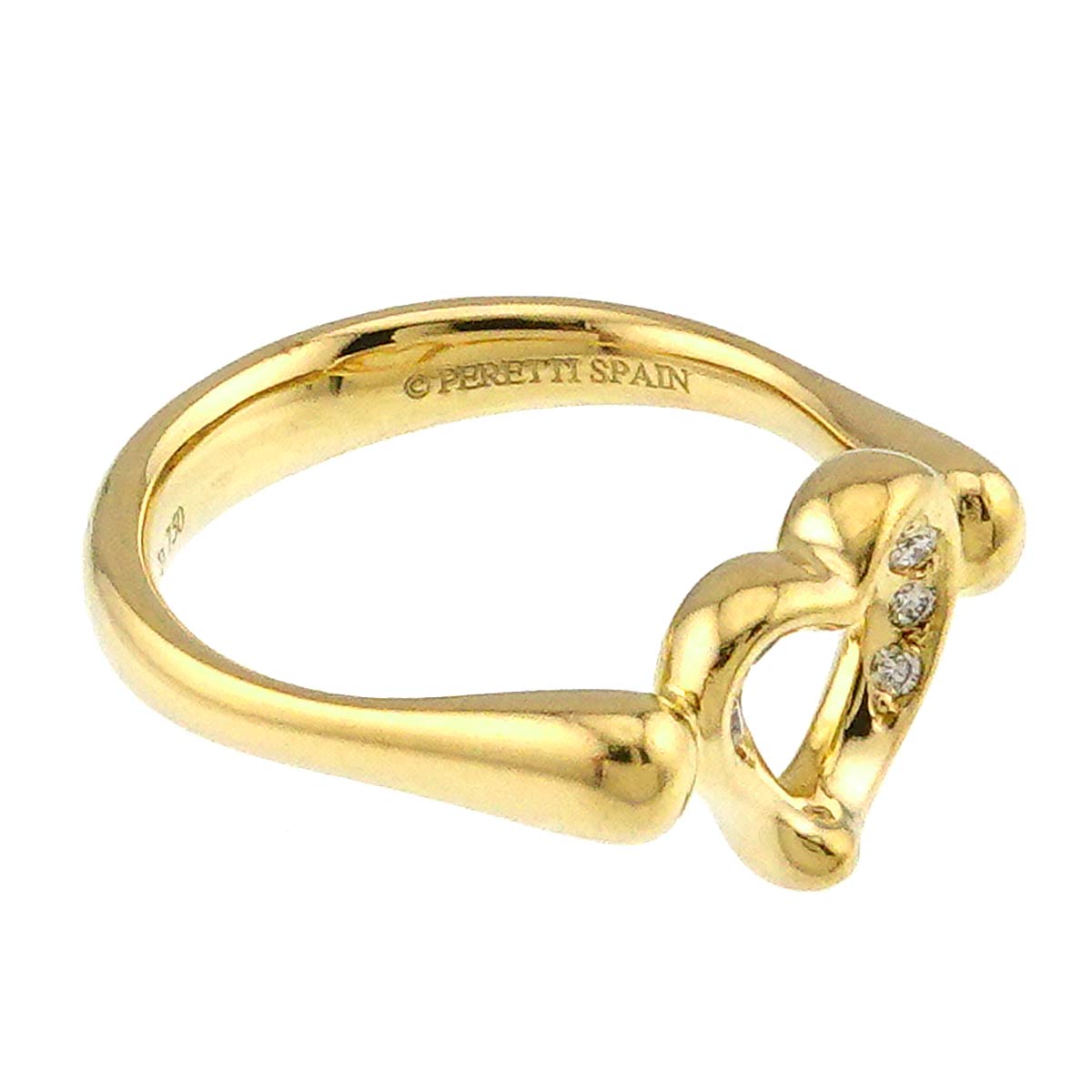 Open Heart Diamond Ring 18K YG 750 Size4.75-5(US)