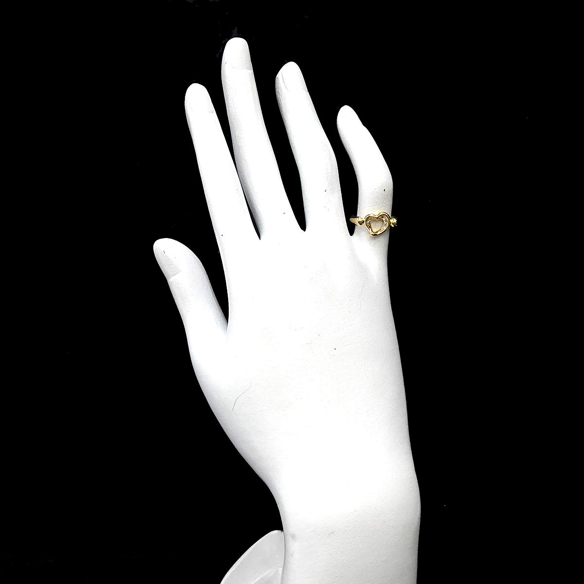 Open Heart Diamond Ring 18K YG 750 Size4.75-5(US)