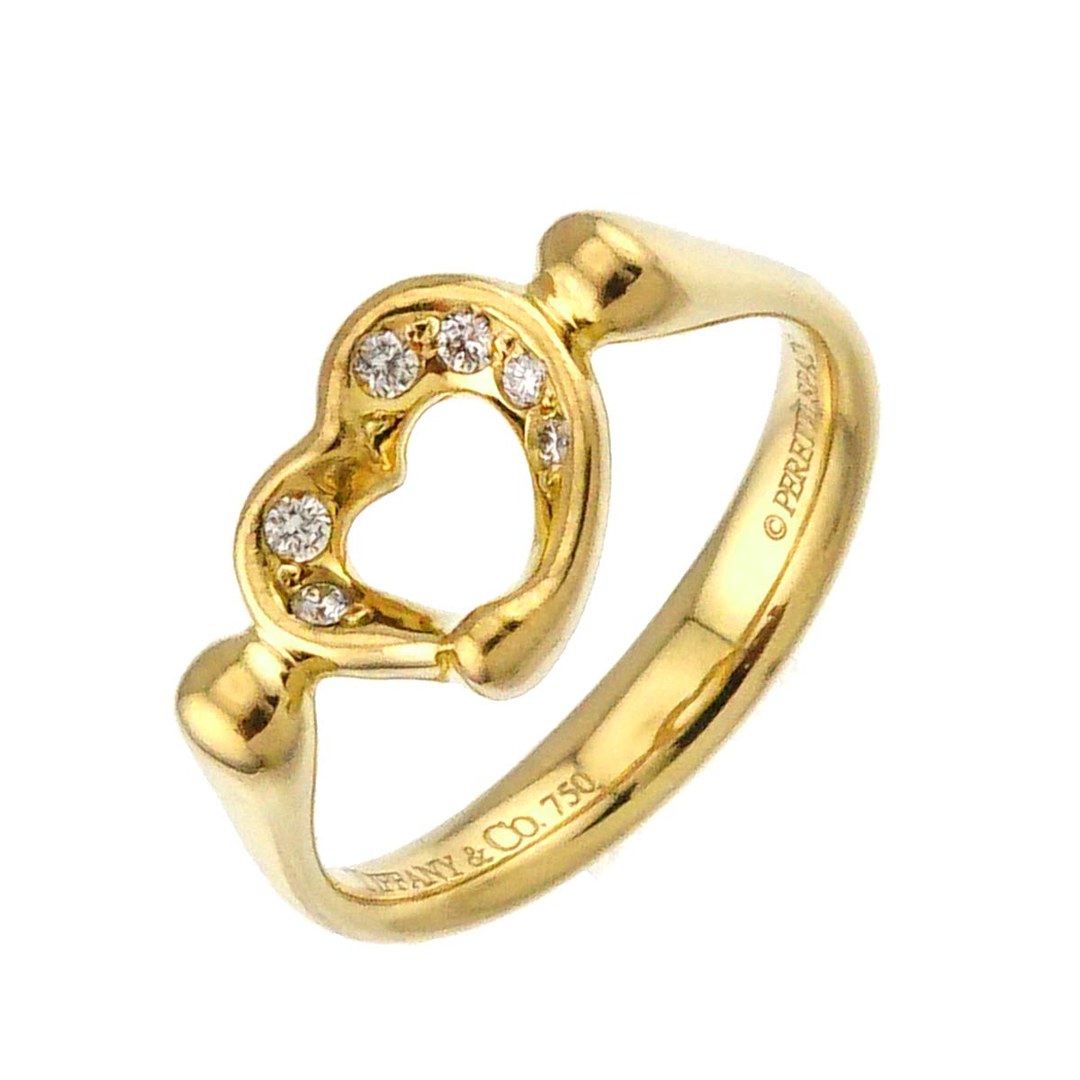 Open Heart Diamond Ring 18K YG 750 Size4.75-5(US)