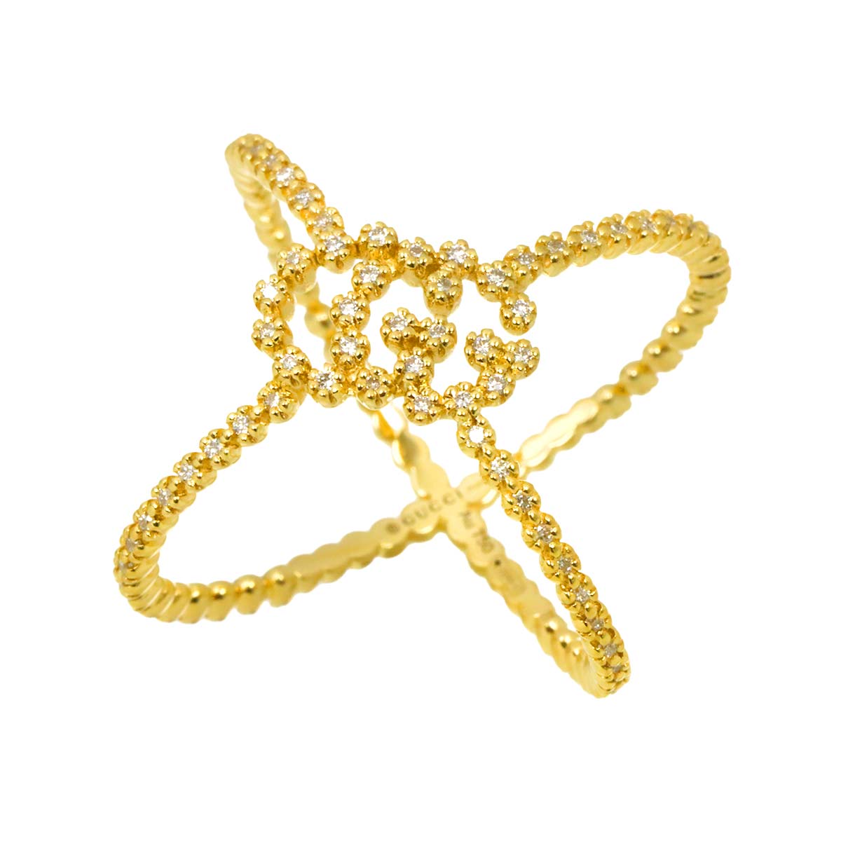Diamond Ring 18K Yellow Gold 750 Size11 5.5-5.75(US)