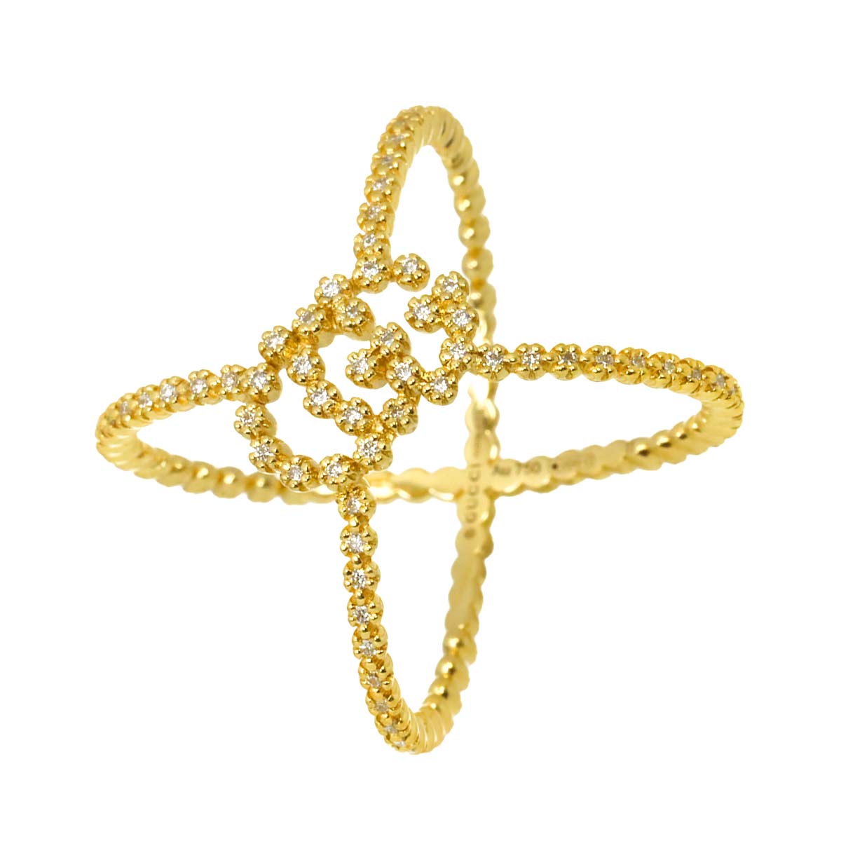 Diamond Ring 18K Yellow Gold 750 Size11 5.5-5.75(US)