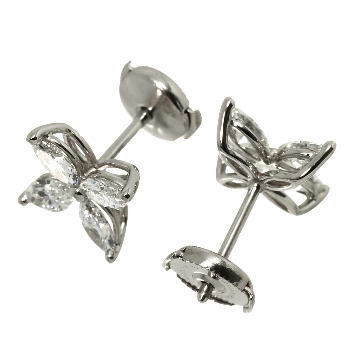 Victoria Large Diamond Earrings Pierced Pt Platinum