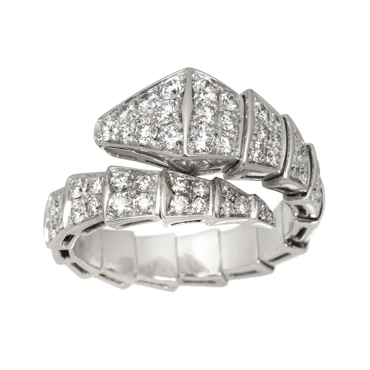 Serpenti Viper Diamond Ring 18K White Gold 750 size L