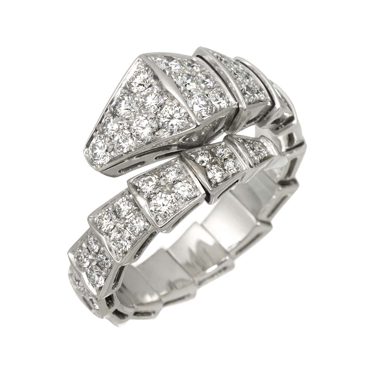Serpenti Viper Diamond Ring 18K White Gold 750 size L