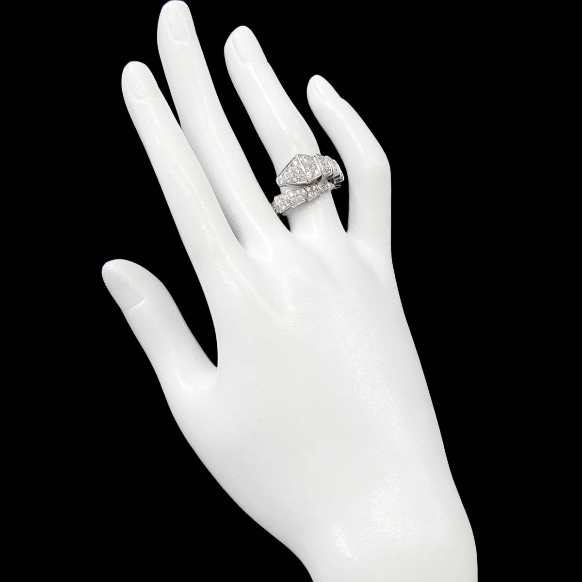 Serpenti Viper Diamond Ring 18K White Gold 750 size L