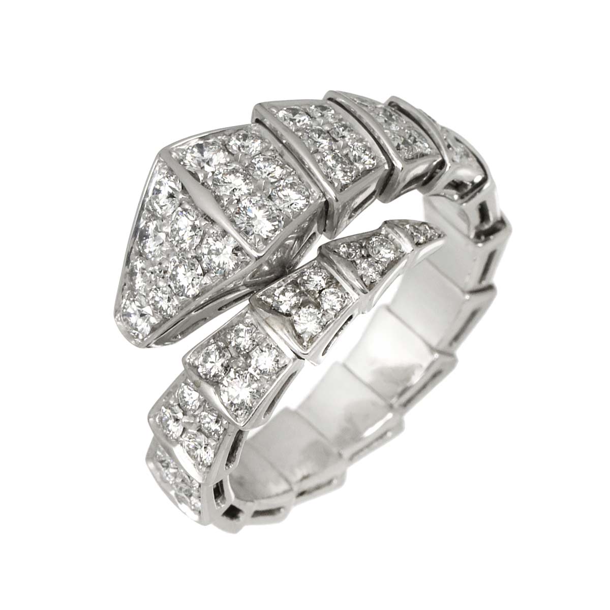 Serpenti Viper Diamond Ring 18K White Gold 750 size L