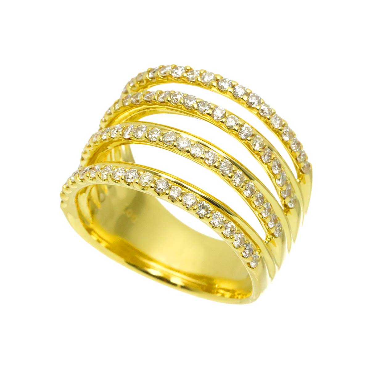 Diamond 1.00ct Ring 18K YG Yellow Gold 750 Size6.5-6.75(US)