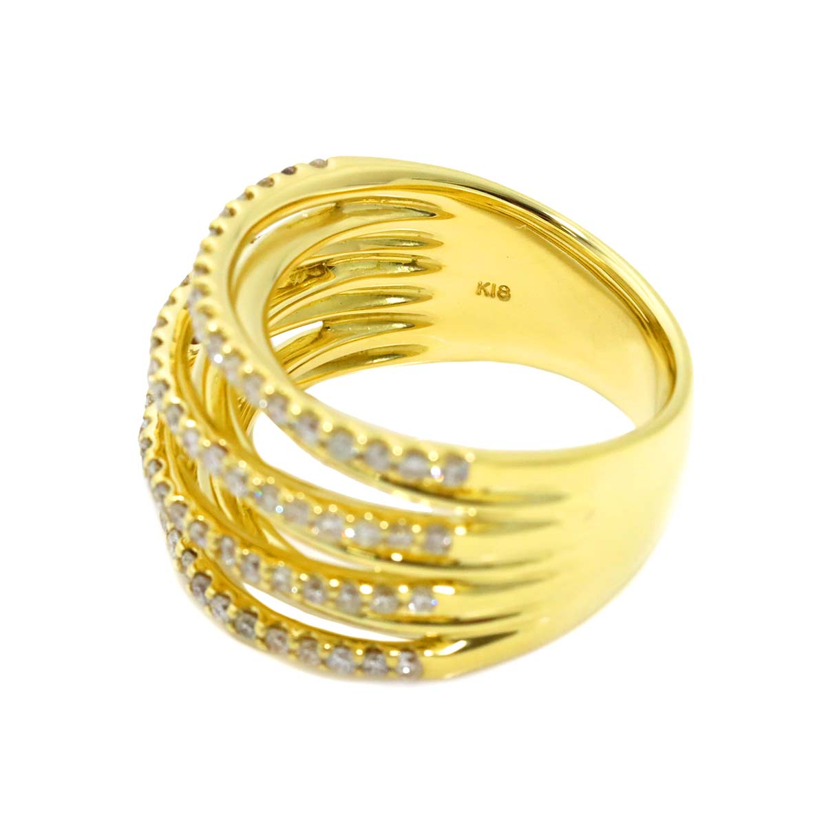 Diamond 1.00ct Ring 18K YG Yellow Gold 750 Size6.5-6.75(US)