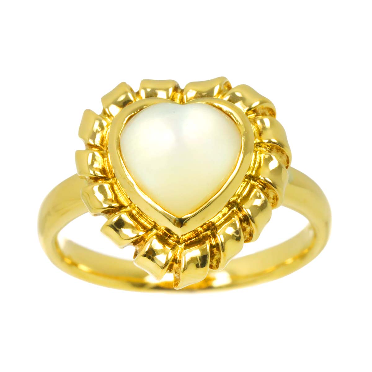 MOP Heart Ring 18K YG 750 size6.25-6.5(US)