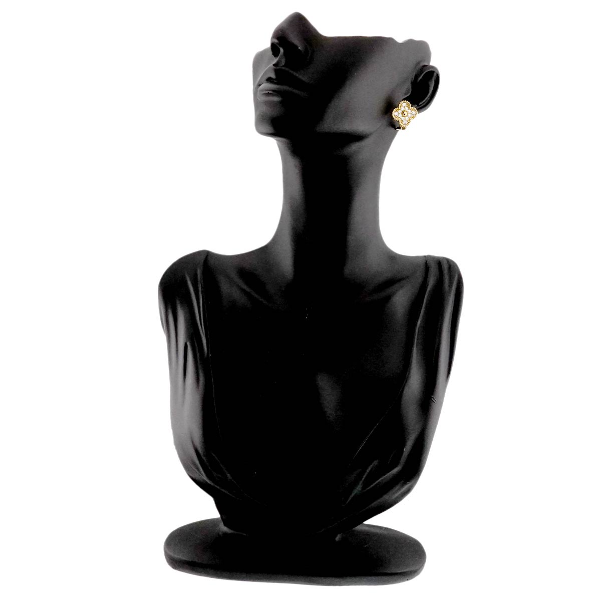 Vintage Alhambra Diamond Earrings Pierced 18K YG 750