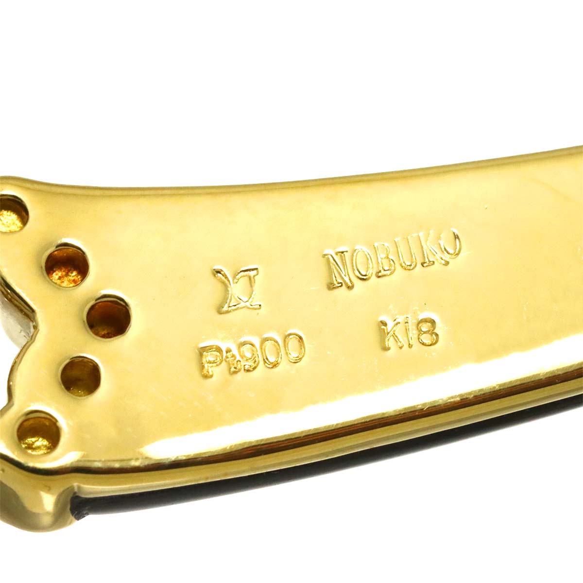 Diamond 0.38ct Sapphire 0.05ct Onyx Necklace Pt 18K YG