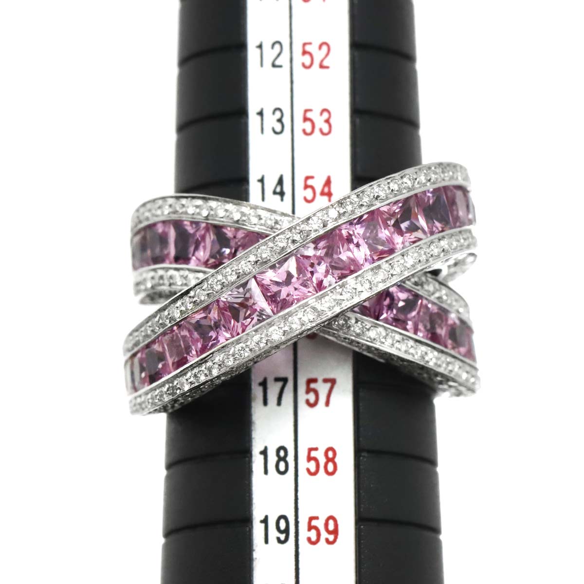 Sapphire 5.95ct Diamond 2.20ct Ring 18K WG Size7.25-7.5US