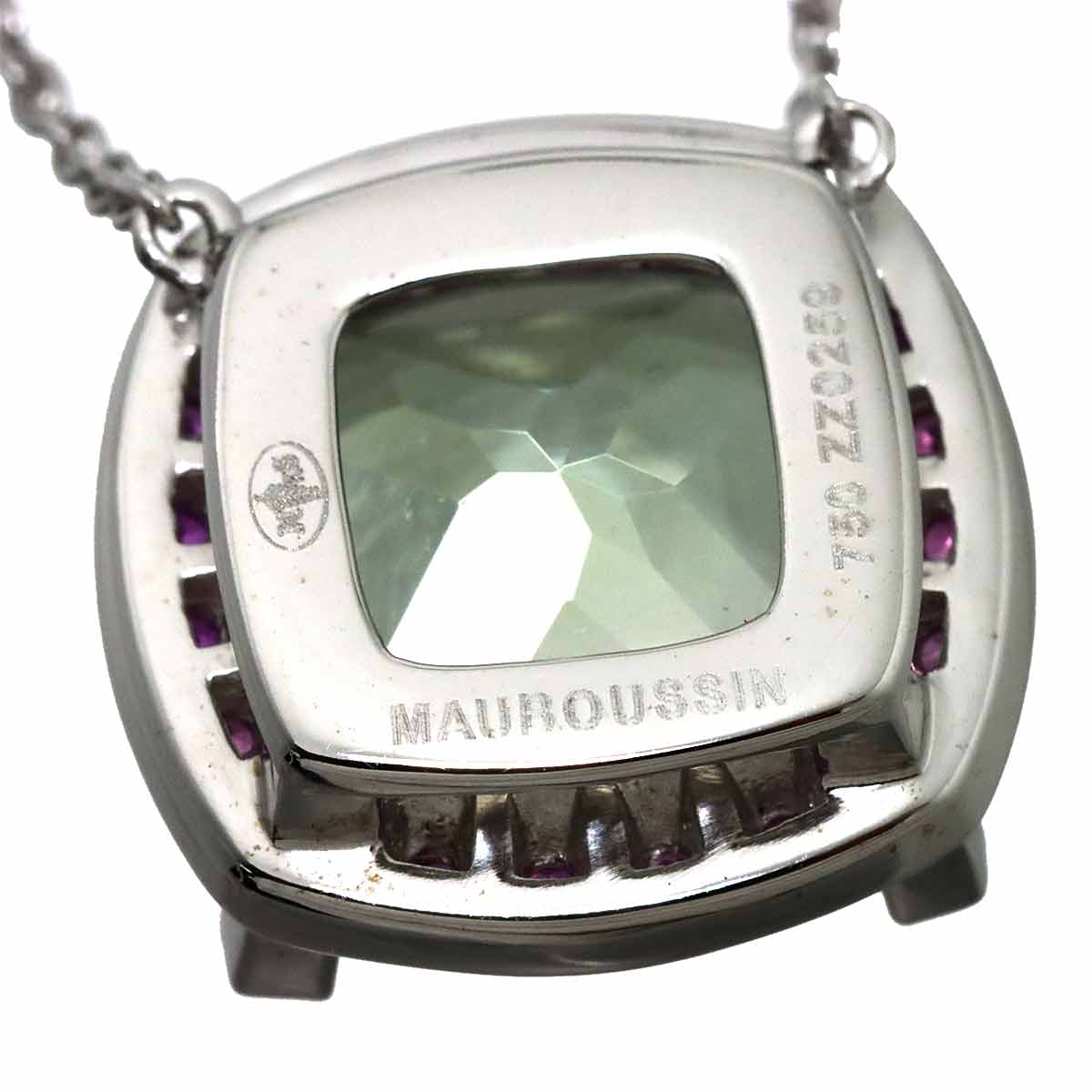 Quartz Sapphire Diamond Necklace 18K WG 750