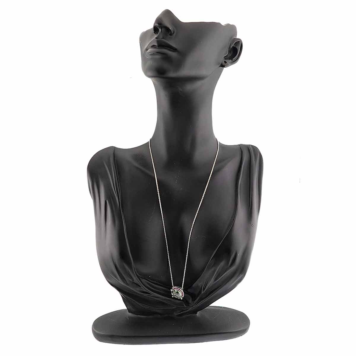 Quartz Sapphire Diamond Necklace 18K WG 750