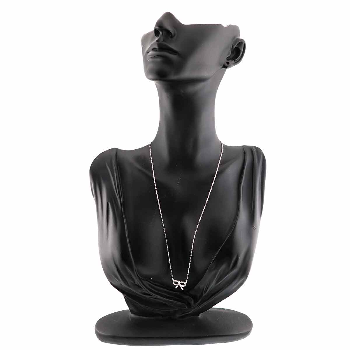 Ribbon motif Diamond 0.25ct Necklace 18K WG 750