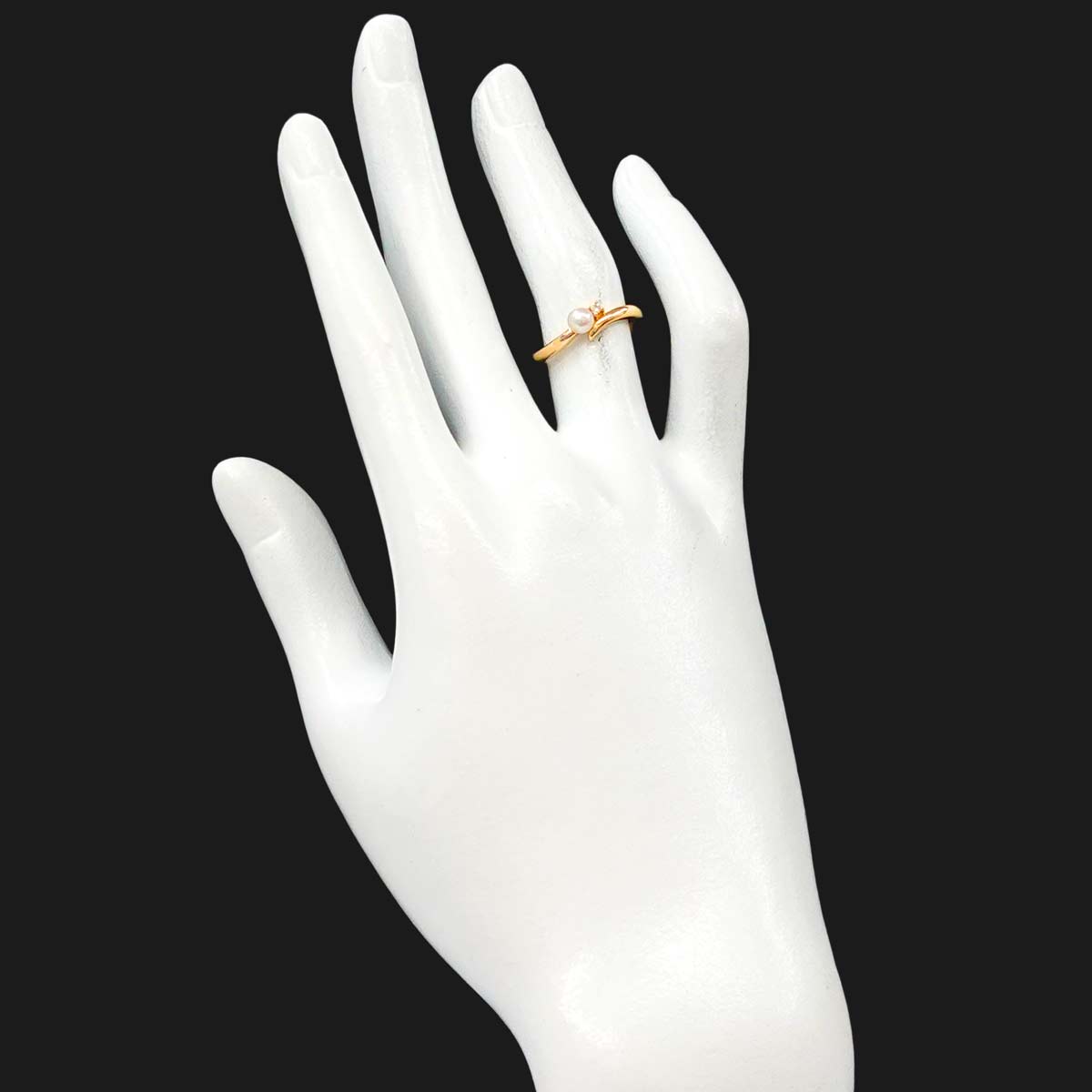 Akoya pearl 4.0mm Diamond 0.01ct Ring 18K YG 750 5.25(US)