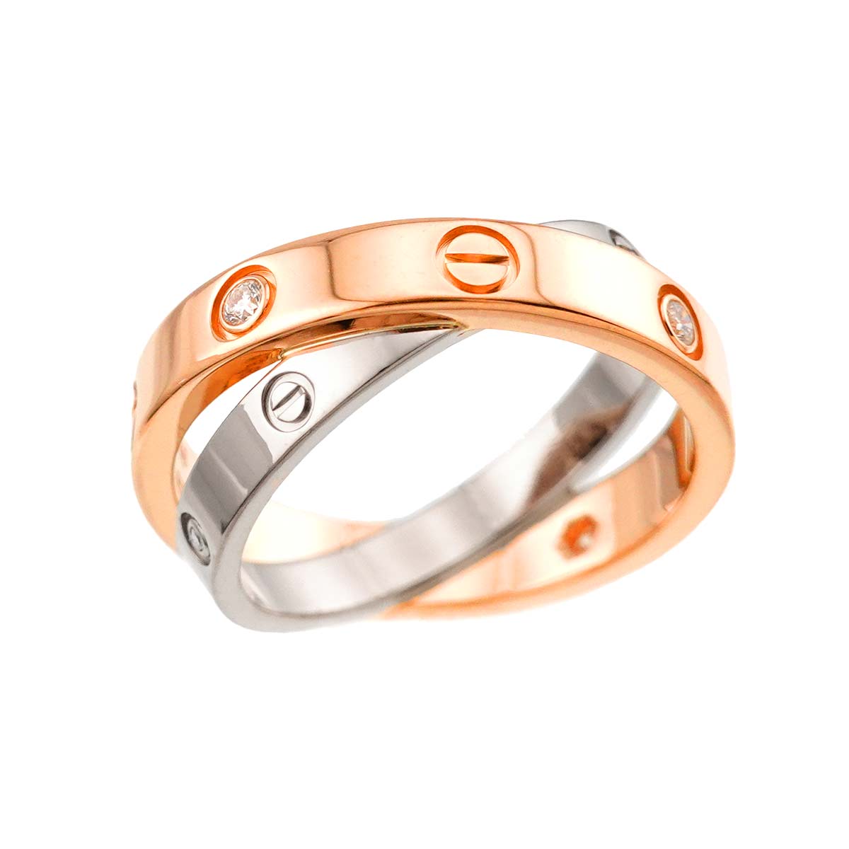 Be LOVE Diamond 6P Ring 18K WG PG 750 Size48 4.5-4.75(US)