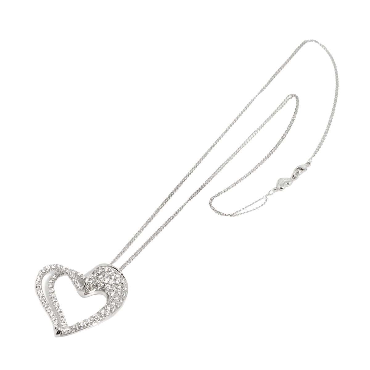 Heart motif Diamond 1.60ct Necklace 18K White Gold 750