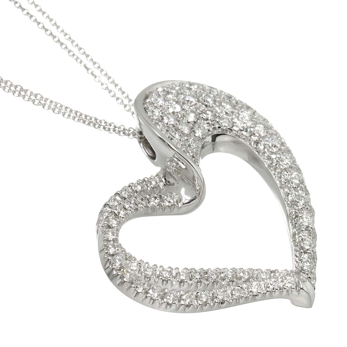 Heart motif Diamond 1.60ct Necklace 18K White Gold 750