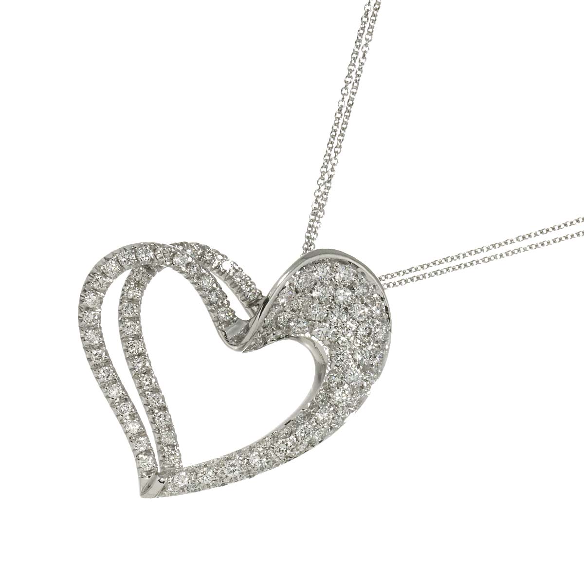 Heart motif Diamond 1.60ct Necklace 18K White Gold 750