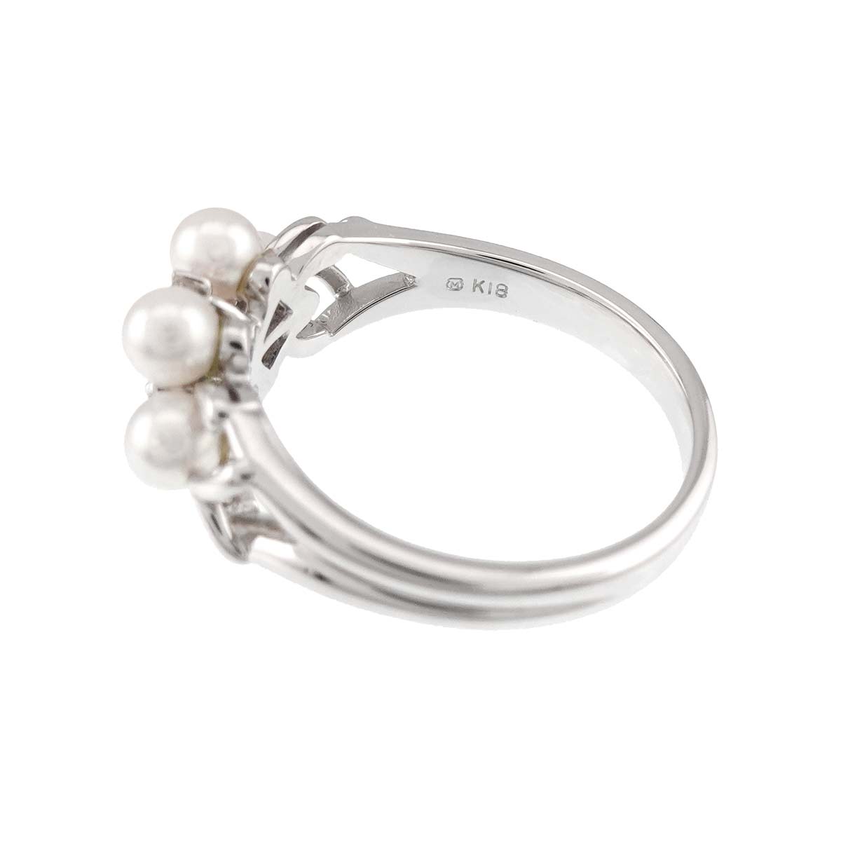 Baby Pearl 3.7mm Diamond Ring 18K WG 750 size7.25(US)