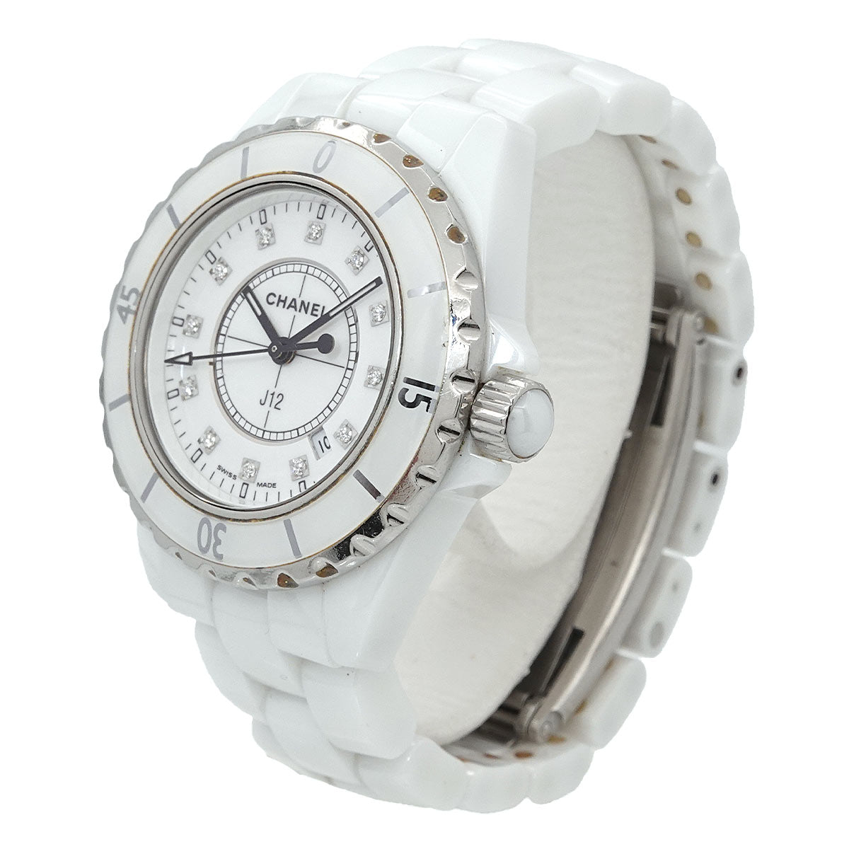J12 33mm H1628 12P Diamond Quartz White Dial Ladies Watch