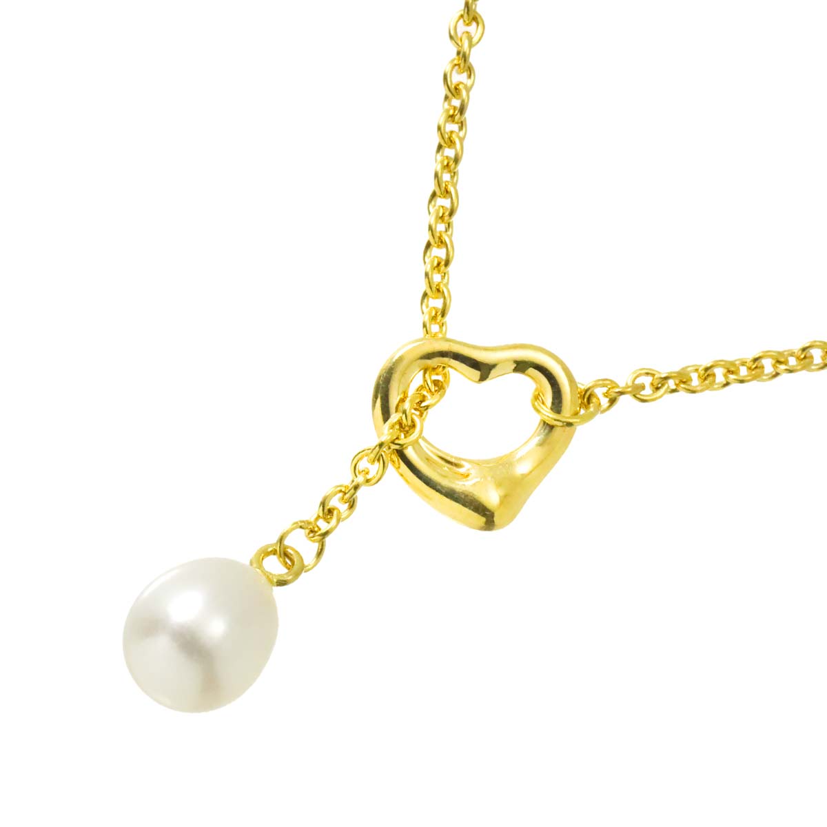 Open Heart Freshwater cultured pearl Necklace 18K YG 750