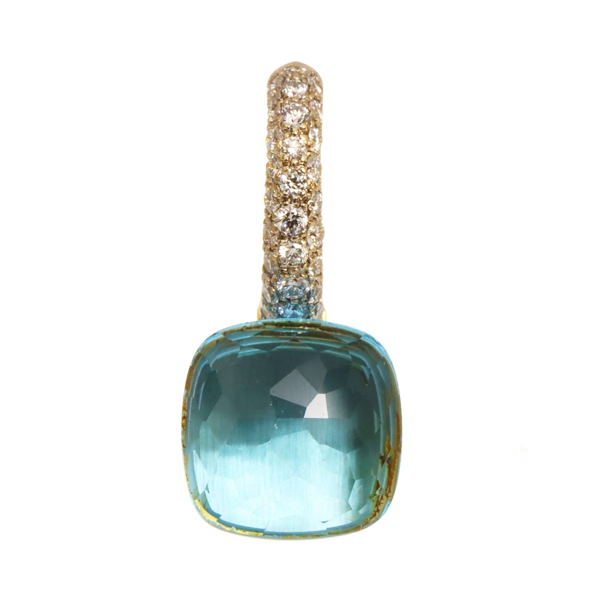 BlueTopaz Diamond Earring Pierced 18K PG 750 One Piece only