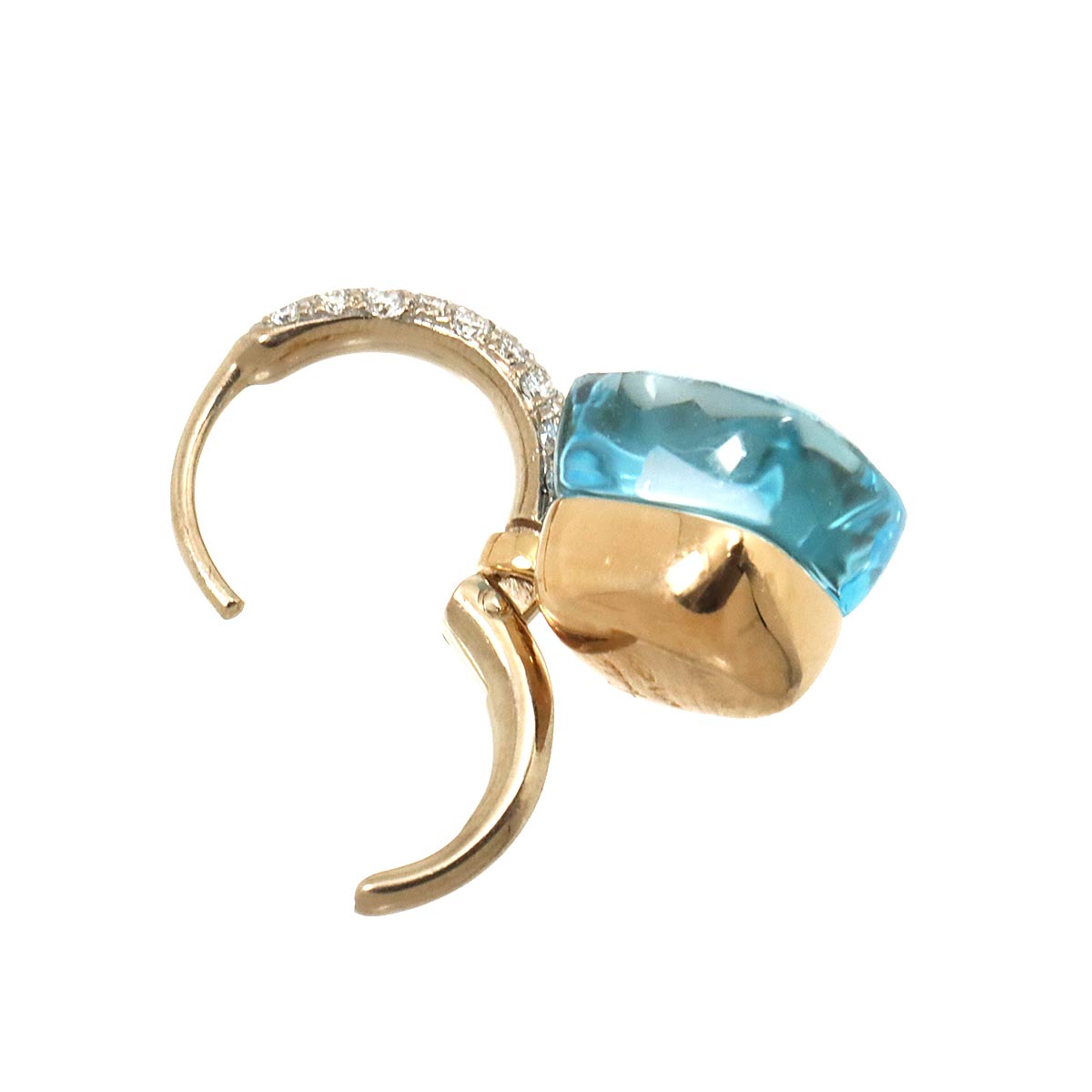 BlueTopaz Diamond Earring Pierced 18K PG 750 One Piece only