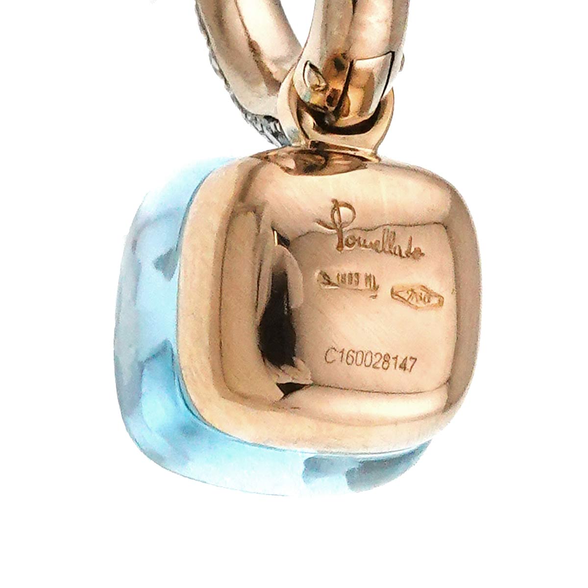 BlueTopaz Diamond Earring Pierced 18K PG 750 One Piece only