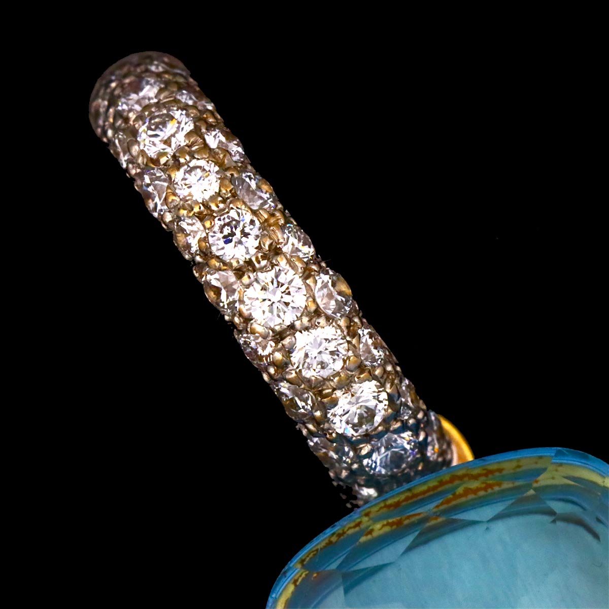 BlueTopaz Diamond Earring Pierced 18K PG 750 One Piece only