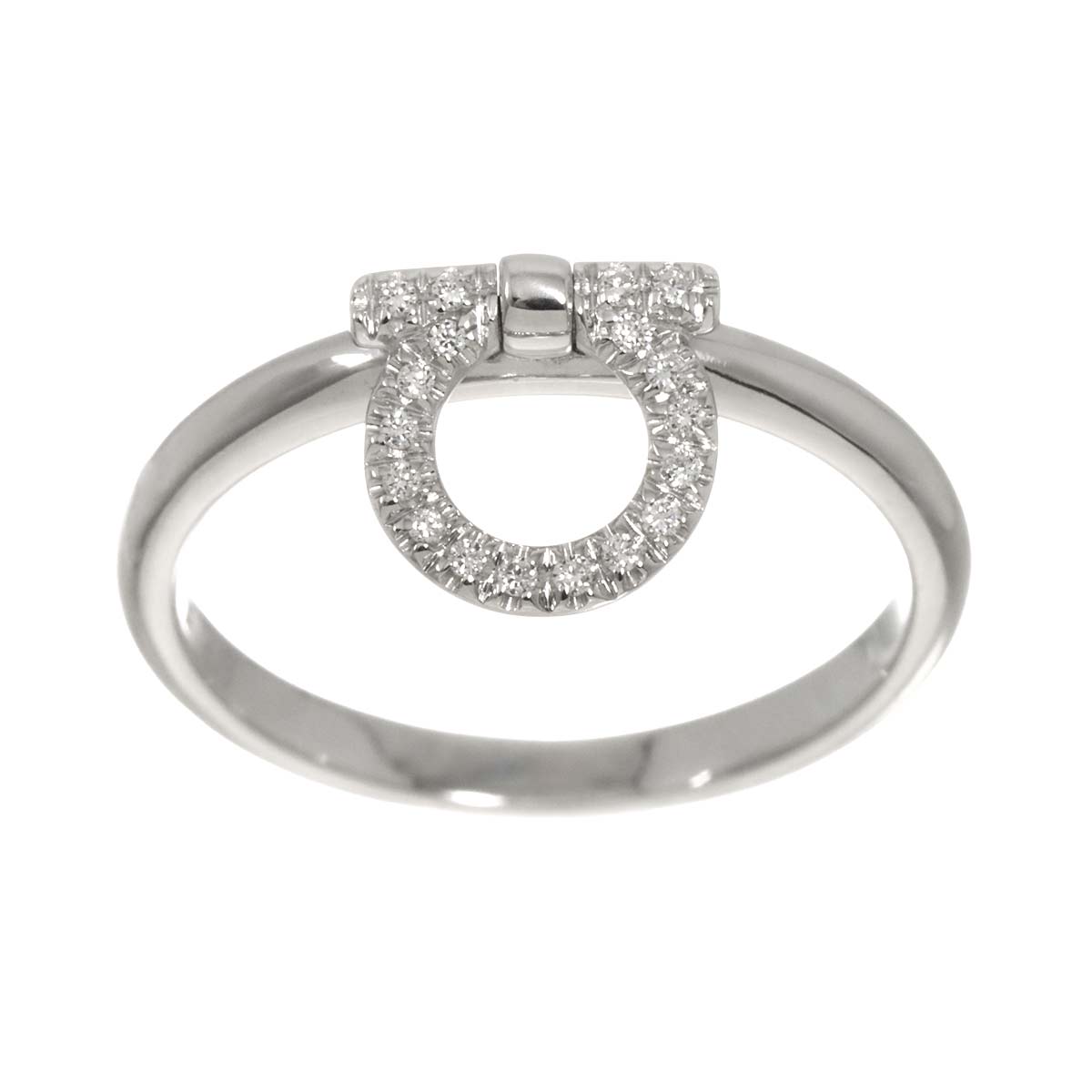 Gancini Diamond Ring 18K WG 750 size7.5-7.75(US)