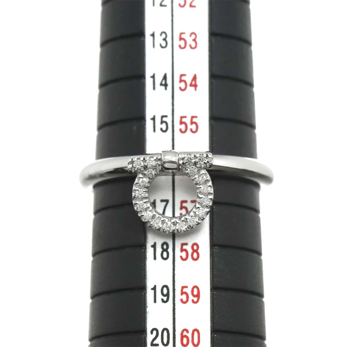 Gancini Diamond Ring 18K WG 750 size7.5-7.75(US)