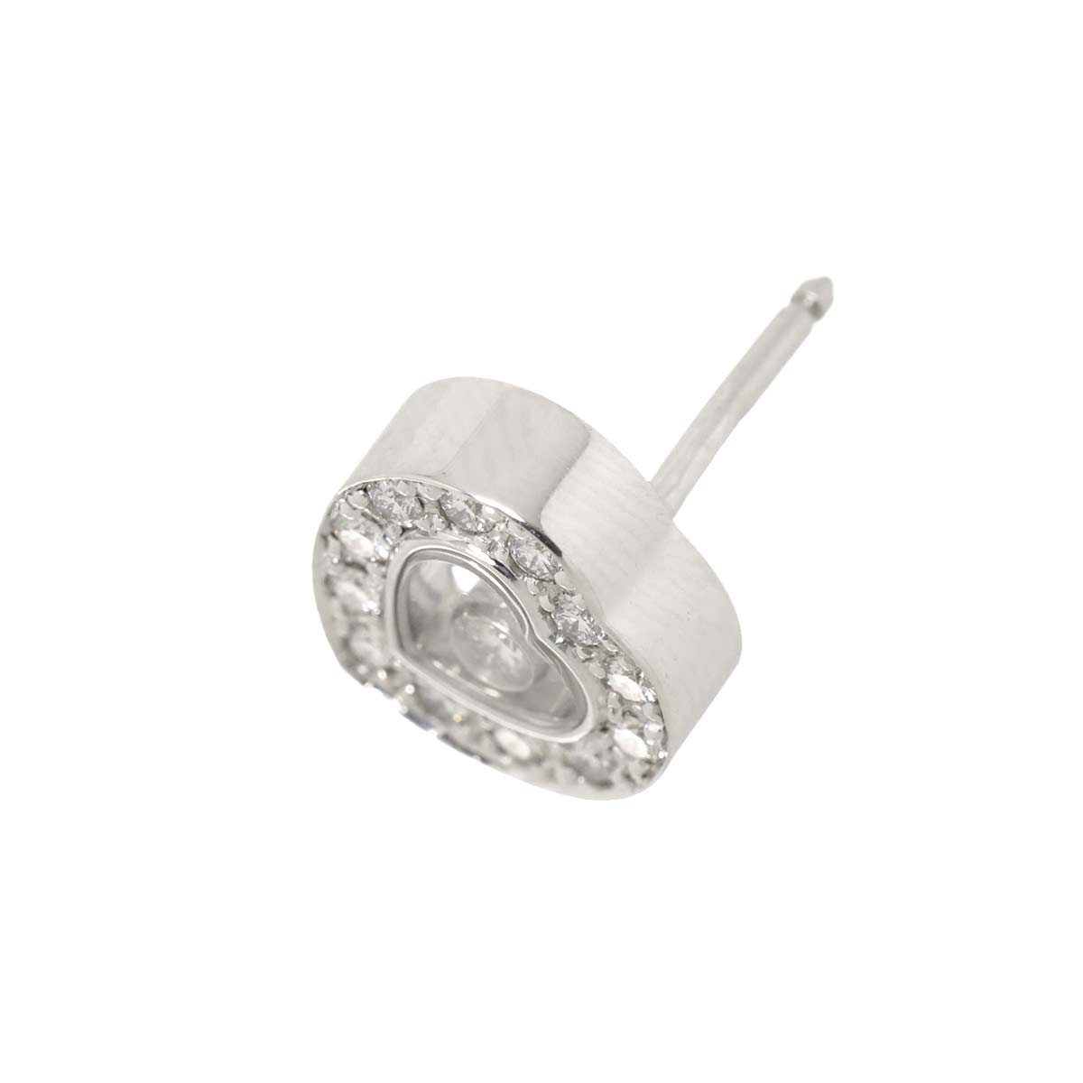 Happy Diamond Heart Earrings Pierced 18K WG 750 One Piece only