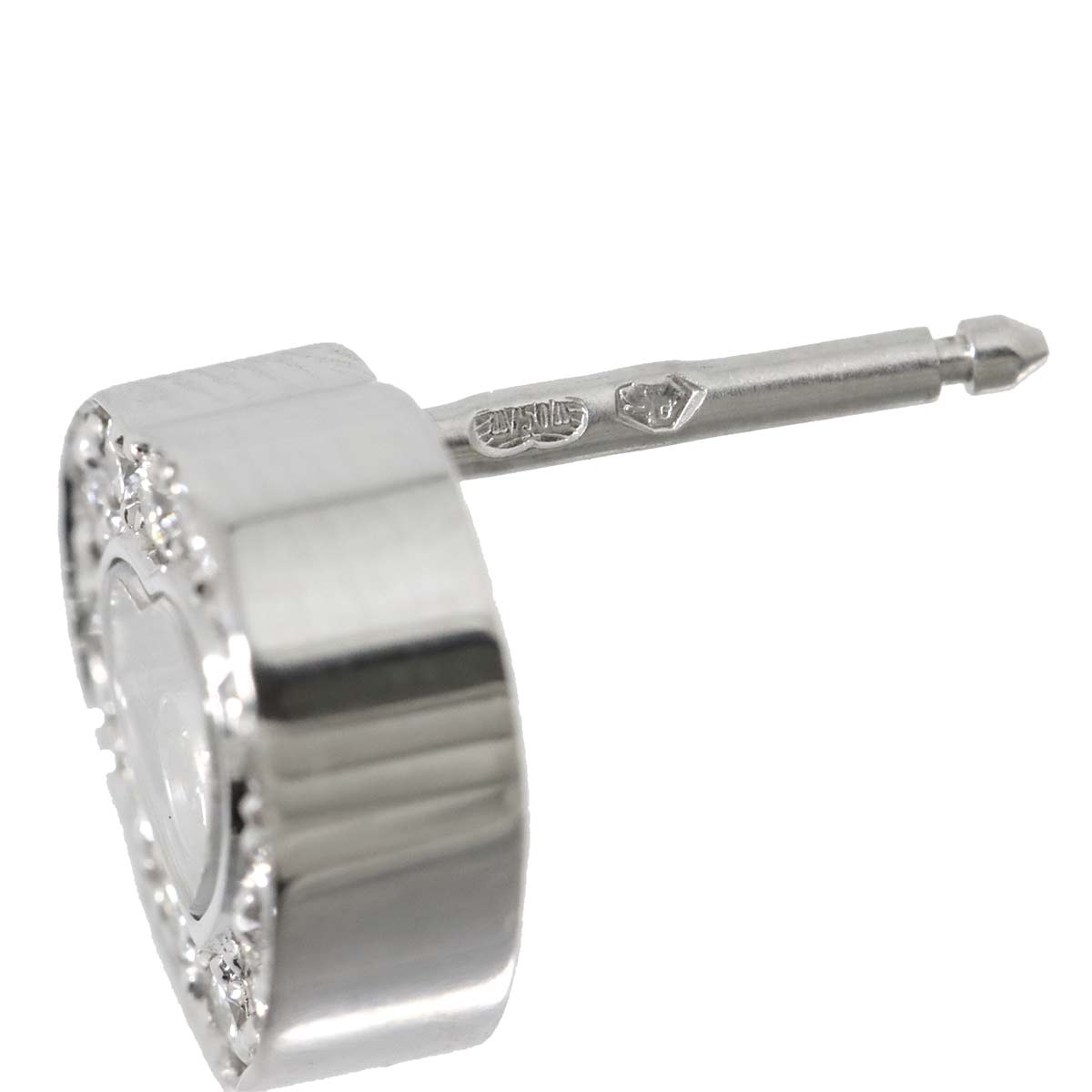 Happy Diamond Heart Earrings Pierced 18K WG 750 One Piece only