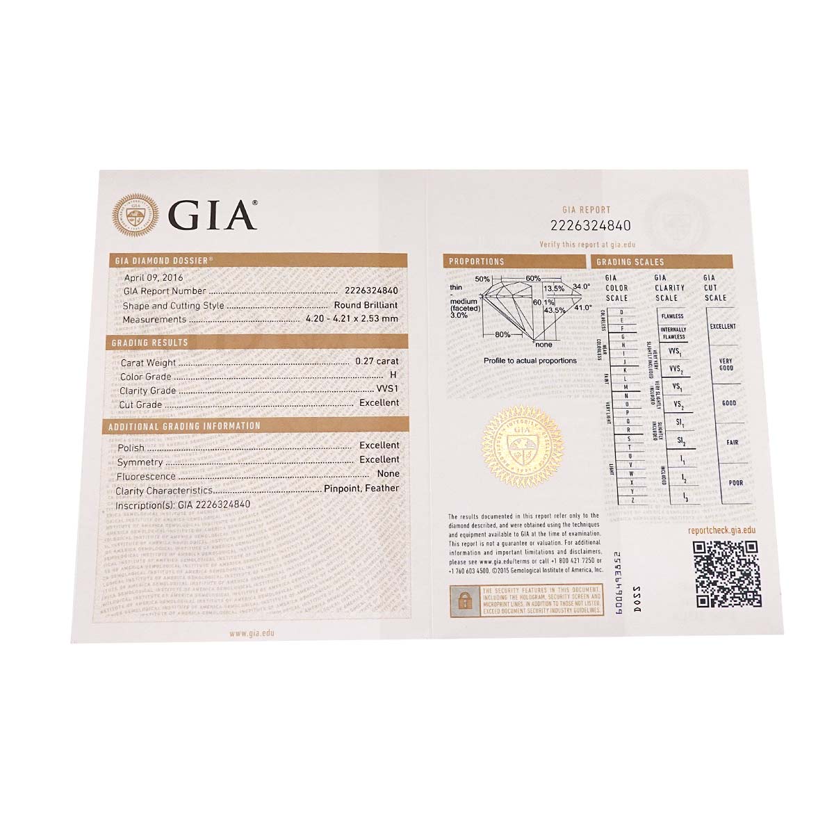 C De Diamond 0.27ct H/VVS1/3EX Necklace 18K WG 750