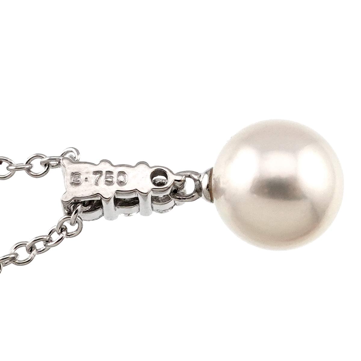 Akoya Pearl 8.0mm Diamond Necklace 18K WG 750