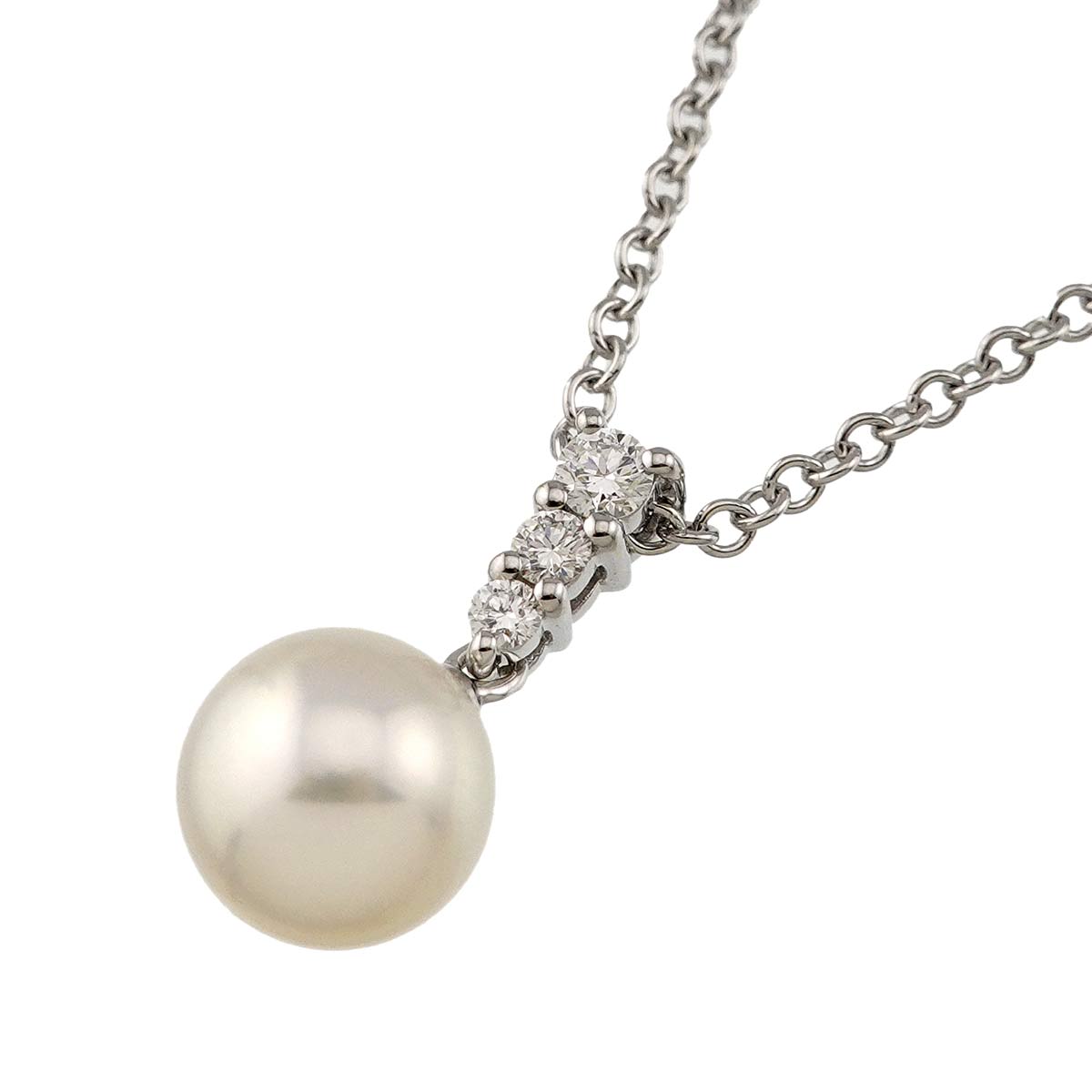Akoya Pearl 8.0mm Diamond Necklace 18K WG 750