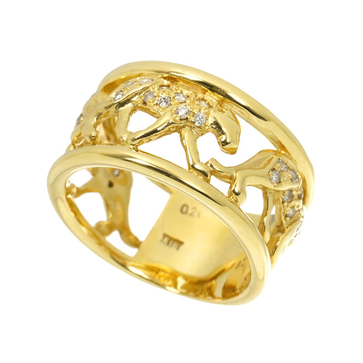Diamond 0.21ct Ring 18K YG Yellow Gold 750 Size6.5-6.75(US)