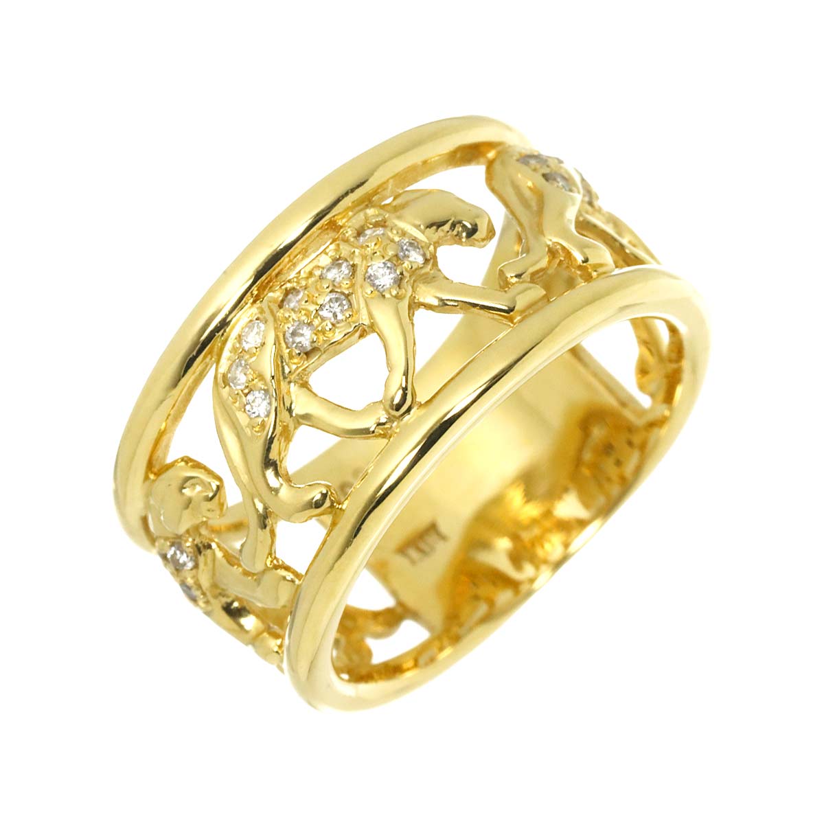 Diamond 0.21ct Ring 18K YG Yellow Gold 750 Size6.5-6.75(US)