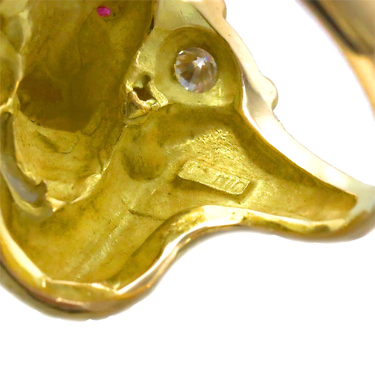 Diamond Ruby Ring 18K YG Yellow Gold 750 Size7.25-7.5(US)