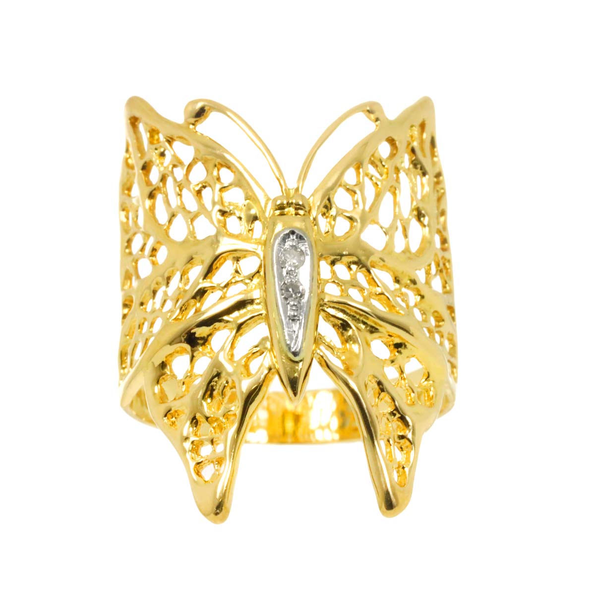 Diamond Ring 18K YG Pt Yellow Gold 750 Platinum Size6.25-6.5(US)