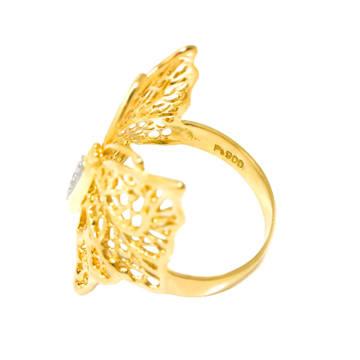 Diamond Ring 18K YG Pt Yellow Gold 750 Platinum Size6.25-6.5(US)