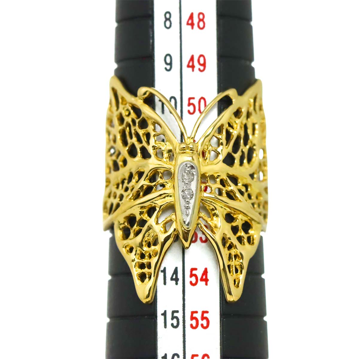 Diamond Ring 18K YG Pt Yellow Gold 750 Platinum Size6.25-6.5(US)