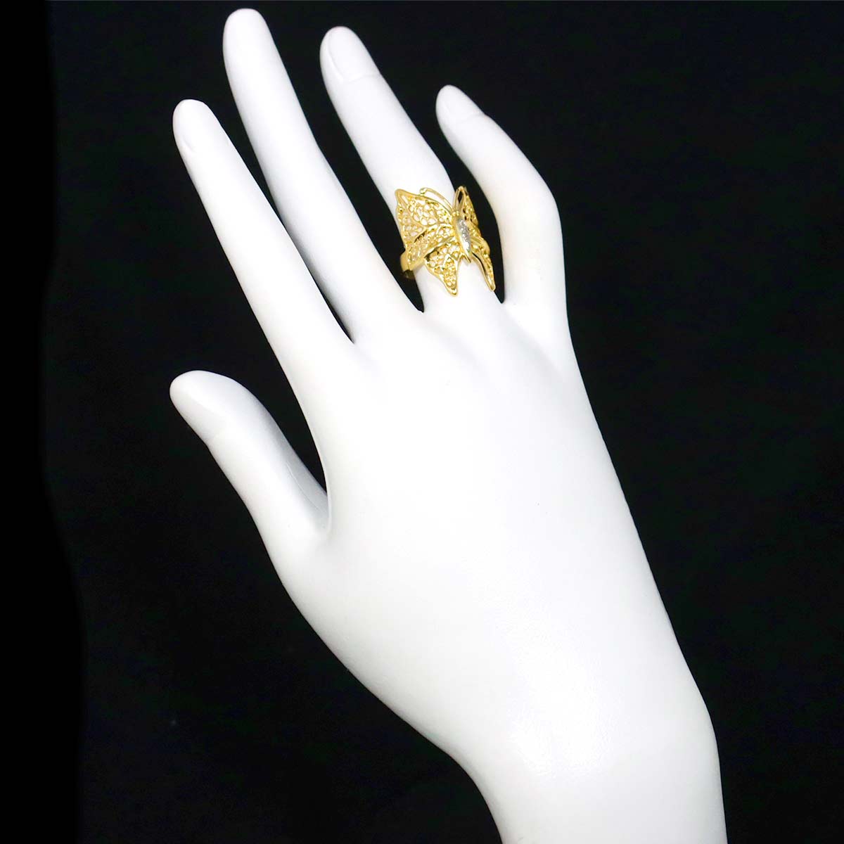 Diamond Ring 18K YG Pt Yellow Gold 750 Platinum Size6.25-6.5(US)