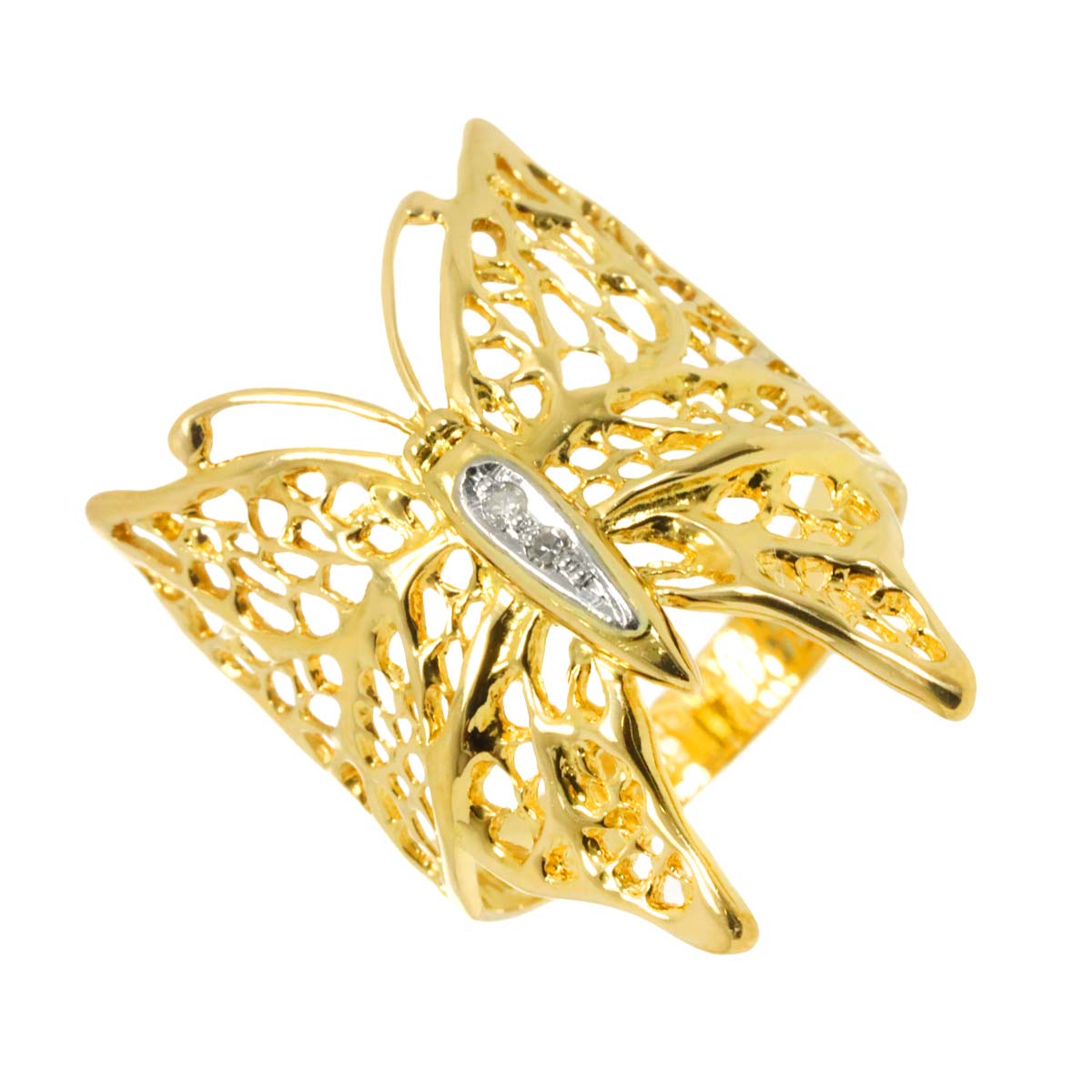Diamond Ring 18K YG Pt Yellow Gold 750 Platinum Size6.25-6.5(US)