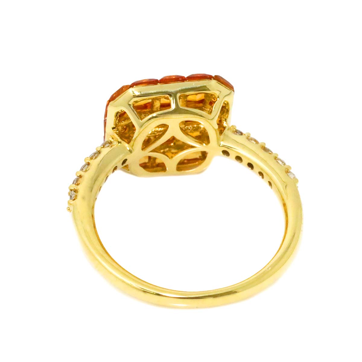 Garnet 1.92ct Diamond 0.14ct Ring 18K YG 750 Size6-6.25(US)